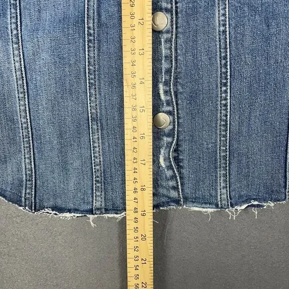 Joe's Biker Trucker Vest Womens Large Blue Denim Grunge Classic Moto Vintage - Picture 16 of 16